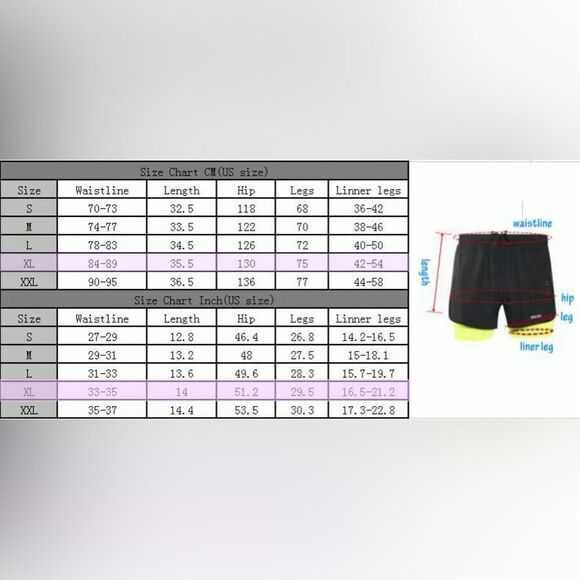 ARSUXEO Blue & Black Running Jogging 2 In 1 Short Pant Active Training Shorts - Picture 6 of 6